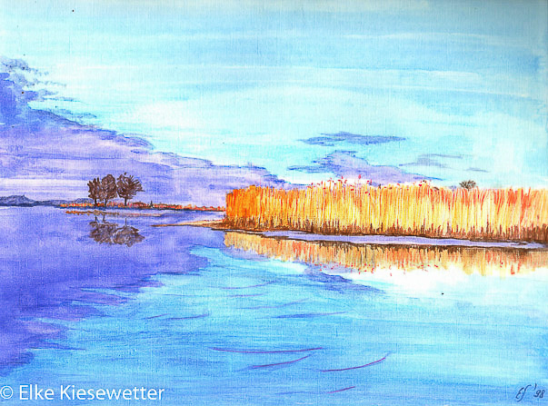 Am Noor, Aquarell, 1998, Schleswig Holstein